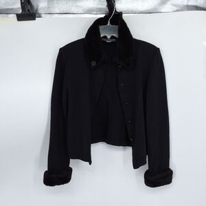 St. John By Marie Gray Sz 6 Formal Knit Jacket with Faux Fur Trim